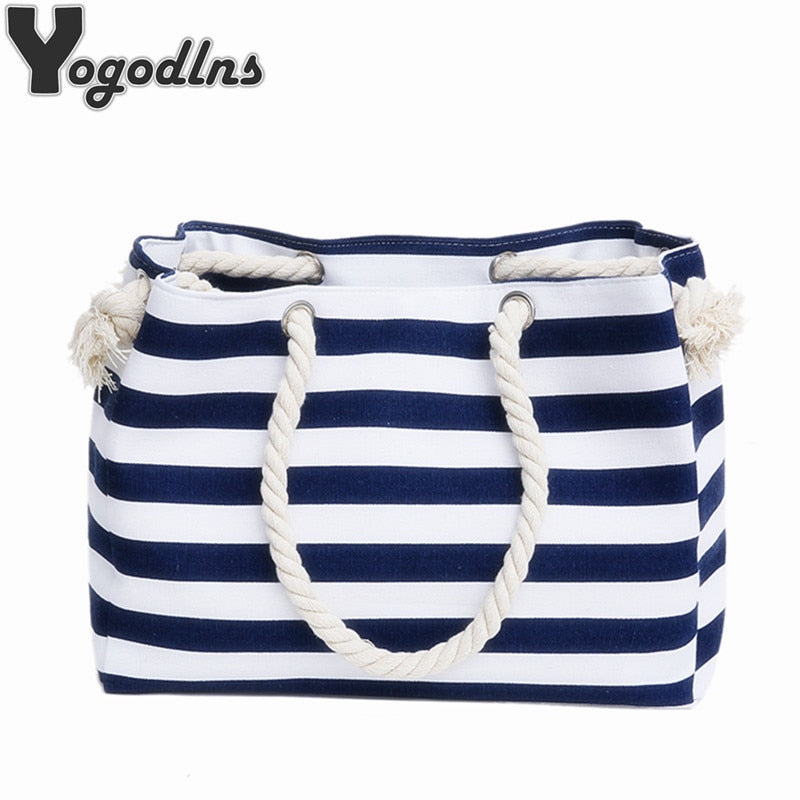 Special big Stripe shoulder handbags shopping bag beach