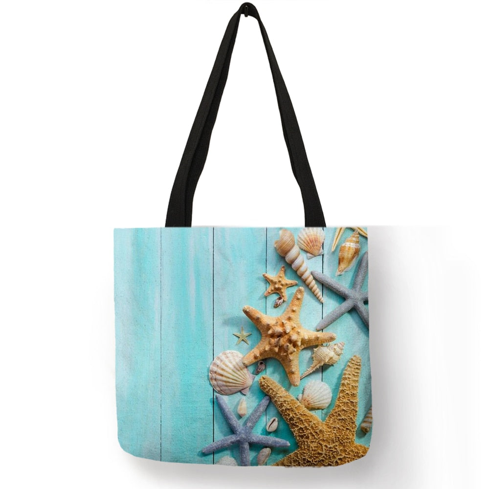 Ladies  Shoulder Bag Blue Ocean Starfish Beach Sand Prints