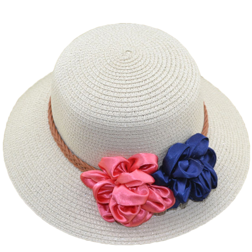 Straw Hat Spring Flower Floral Girl ladies Hat Cap Beach Foldable Sun Hat